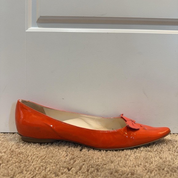 Marc Jacobs Shoes - Marc Jacobs Shoes Womens Size 8.5 Orange Patent Ballet Flats Bow Made In Italy